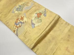 引箔地紙に草花・紅葉模様織出し名古屋帯